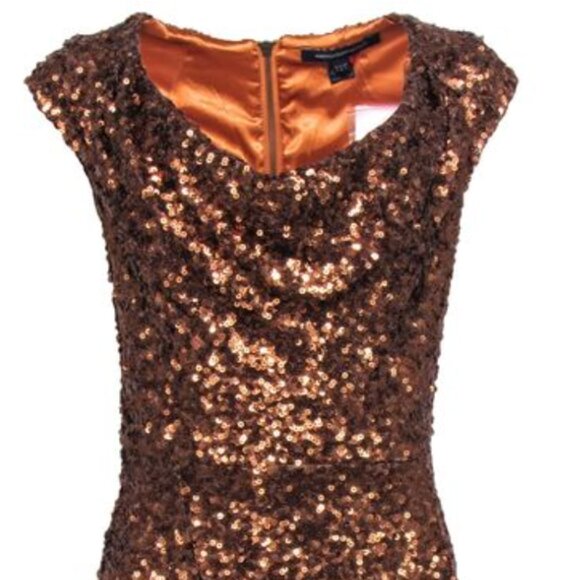 French Connection Bronze Sequin Dress Size 4 - Picture 2 of 4